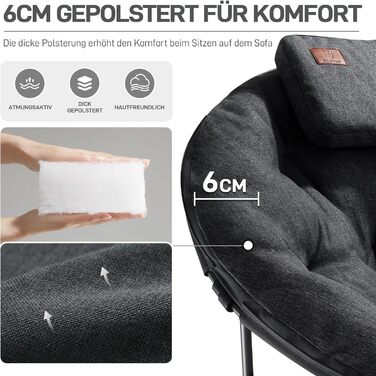 Крісло для кемпінгу EVER ADVANCED Luxus Moonchair XXL: велике, розкладне, чорне, до 150 кг, з подушкою