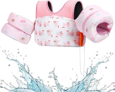 Надувні рукавики для плавання HeySplash для дітей 14-30 кг, рожеві, з пищалкою