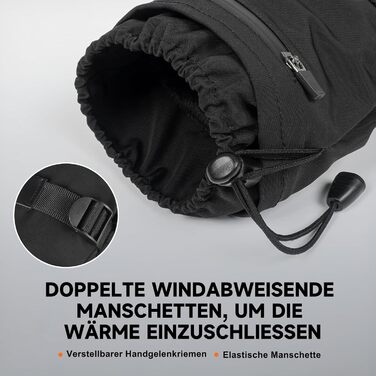 Гріючі рукавички з акумулятором 6000mAh USB, для жінок та чоловіків, 3 режими нагріву, водонепроникні, з підтримкою сенсорного екрану, чорний колір, EU