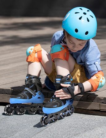 Роликові ковзани Kuxuan для дітей та підлітків, розмір EU 34-37, з підсвічуванням, синього кольору