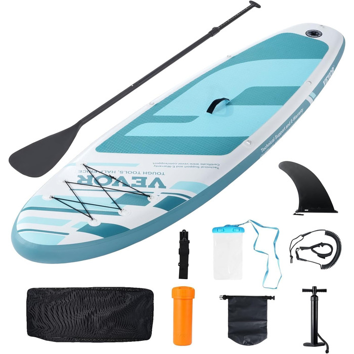 Надувна SUP-дошка VEVOR 323x84x15 см, комплект для веслування, синя, з аксесуарами (насос, весло, рюкзак, ремкомплект, водонепроникна сумка), для дорослих і підлітків, ПВХ