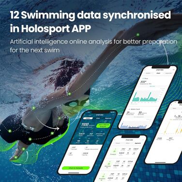 Окуляри для плавання Holoswim 2PRO з AR-дисплеєм та AI-аналізом | Сумісні з Garmin/Apple Watch, IPX8, Антизапітніння TÜV