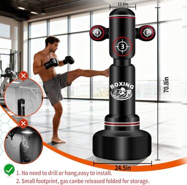 Боксерський мішок NZQXJXZ для дорослих з рукавичками, насосом та скакалкою, 180 см, для MMA та фітнесу