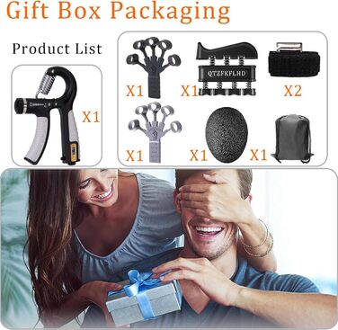 Набір для тренування сили рук Griffkrafttrainer (5 шт.) - для м'язів, відновлення та зняття стресу, чорний 03