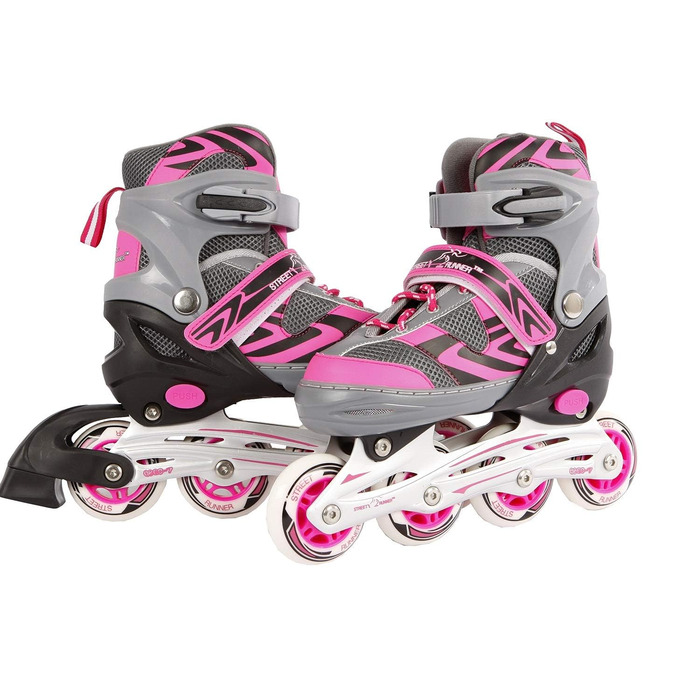 Дитячі ролики Street Rider Inlineskates, регульовані, рожево-сірий колір, розмір 33-36, Alurahmen, ABEC 7