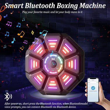 Музична бокс-машина Hocomay з LED, Bluetooth, 9 швидкостей і 10 режимів, тренажер для боксу з рукавичками для домашніх тренувань і фітнесу