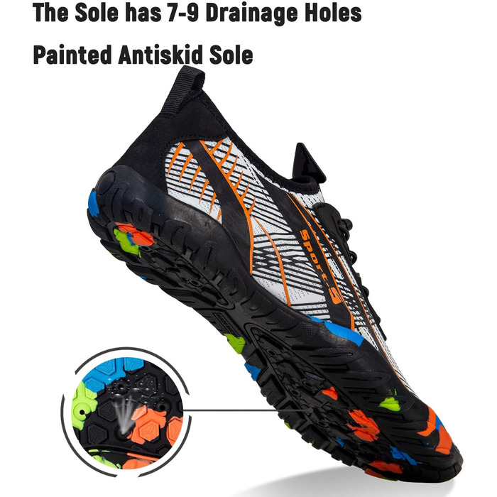 Шкарпетки для плавання IceUnicorn: аквашузи для жінок та чоловіків, швидко сохнуть, для серфінгу, 43 EU, білі та помаранчеві