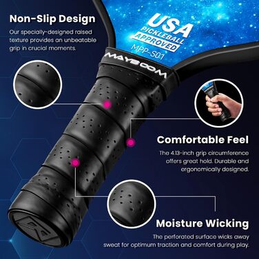 Набір ракет для піклболу Mayboom (2 або 4 шт.) з м'ячами та сумкою, схвалено USAPA, фіберглас, для початківців