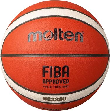 Баскетбольний м'яч Molten BG3800, FIBA, композитна шкіра, для залу, помаранчевий/слонова кістка