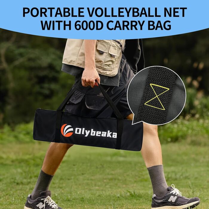 Набір для волейболу на відкритому повітрі: портативна сітка, м'яч PU, насос, сумка та міцна сітка (32 фути, блакитний)