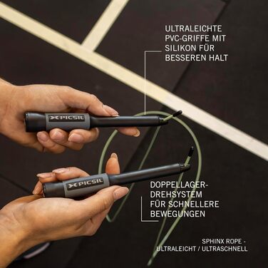Стрибковий скакалка PICSIL Sphinx: регульована, з алюмінієвими ручками, для крос-тренінгу, фітнесу та Double Unders (білий)