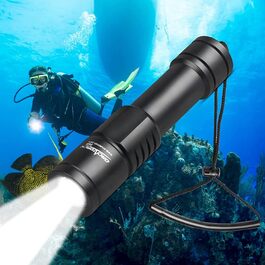 Ліхтар під водою ORCATORCH D550 з гачком для занурення, водонепроникний IP68, LED-ліхтар з магнітним вимикачем для дайвінгу, ловлі ракоподібних, підводної техніки та навчання дайвінгу