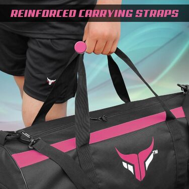 Mytra Fusion спортивна сумка для тренувань з регульованим плечовим ременем, для чоловіків і жінок, дорожня, для спорту, чорна/рожева