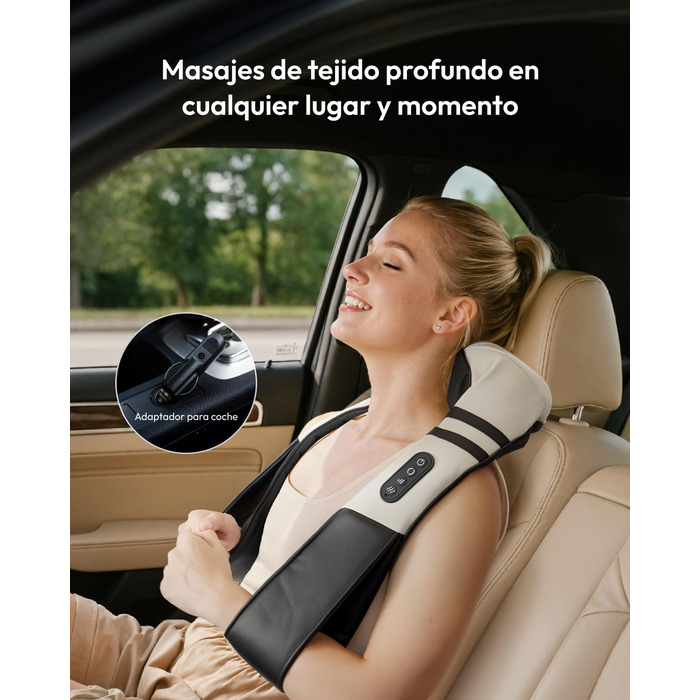 Масажний накид для крісла з підігрівом та 3D масажем, Shiatsu масажер для спини з 3 рівнями інтенсивності, Romm (V-WMN01)