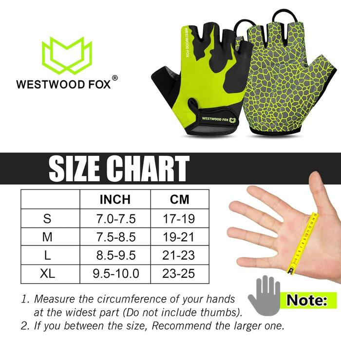 Велосипедні рукавички WESTWOOD FOX, напівпальцеві, унісекс, з підкладками на ручках, нековзна долоня, для їзди на велосипеді, літні, MTB, для чоловіків та жінок, без пальців, короткі, для гірського велосипеда (XL, Papagei)