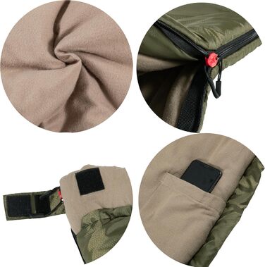 Сплячий мішок PO PO BEAR Zero Degree для дорослих, 100% бавовняний фланель, великий, 84' x 40', ліва блискавка (84' x 40' права блискавка, зелений)