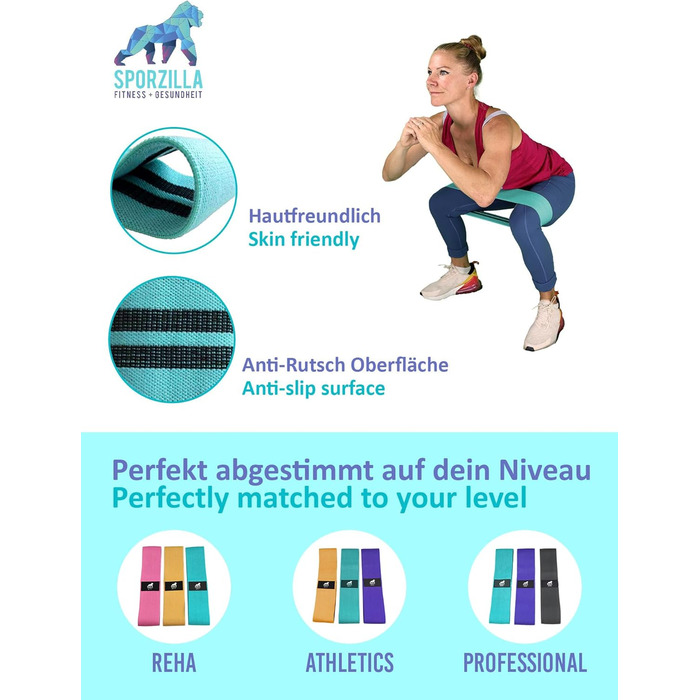 Спортивні еластичні стрічки Sporzilla® Booty Band для тренування сідниць - Набір фітнес-стрічок для будь-якого рівня: реабілітація, досвідчені та професіонали