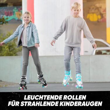 Роликові ковзани Apollo Super Quad X Pro для дітей, регульовані, LED, розмір 31-42, блакитний/м'ятний