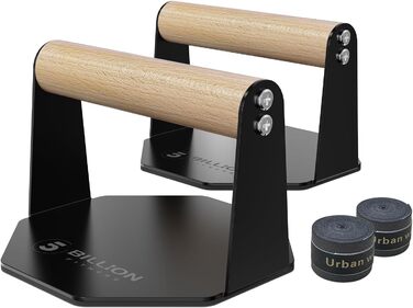 5BILLION Ручки для віджимань Push Up Bars - тренажер для дому, підтримка м'язів спини та рук, піна (чорний), сталь + дерево