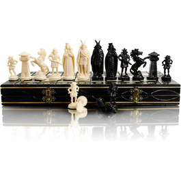 Шахи Master of Chess Black & White Edition, дерев'яна дошка, пластикові фігури, для 2 гравців (Вікінги)
