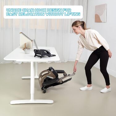 Еліптичний степпер Exerpeutic 900E Exerwork для тренувань за робочим столом, з висувним гачком для стільця, Bluetooth та безкоштовним додатком