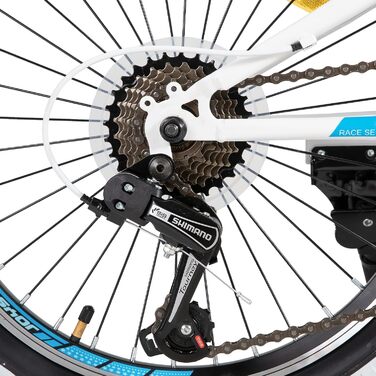 JOYSTAR Lubbock 20/24 дюйми: дитяче гірське велосипед для хлопчиків та дівчаток 7-12 років. 1/7-швидкісна передача, бічні стрічки, гірський велосипед 20 дюймів, білий колір