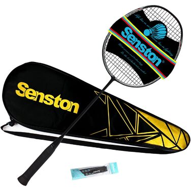 Ракетка для бадмінтону Senston N80 Ultraleicht Graphit з сумкою, 6U, чорна