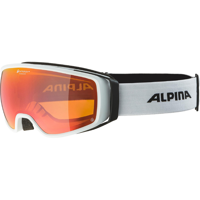 Гірськолижна маска ALPINA Double Jack PLNT Q-Lite біла матова, з дзеркальною лінзою та 100% UV-захистом, OTG (для окулярів), універсальний розмір