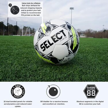 Футбольний м'яч Select Club DB, розмір 4, біло-чорний