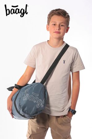 Спортивна сумка Baagl для дітей, хлопчиків та підлітків – компактна та складна, 22 л (Dust Blue)