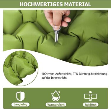 Isomatte Amtake самонадувна, 10 см, для кемпінгу, ультралегка, з насосом, водонепроникна, зелена