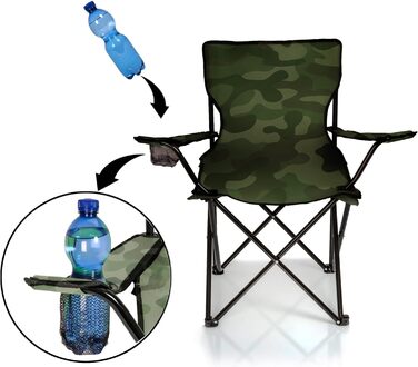 Крісло для риболовлі BigDean 2X - складане, з підстаканником та сумкою (камуфляж)