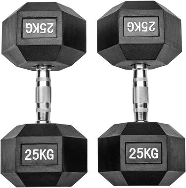 Гантелі Hexagon Studio 50 кг (2x25 кг), з гумовим покриттям, чорні
