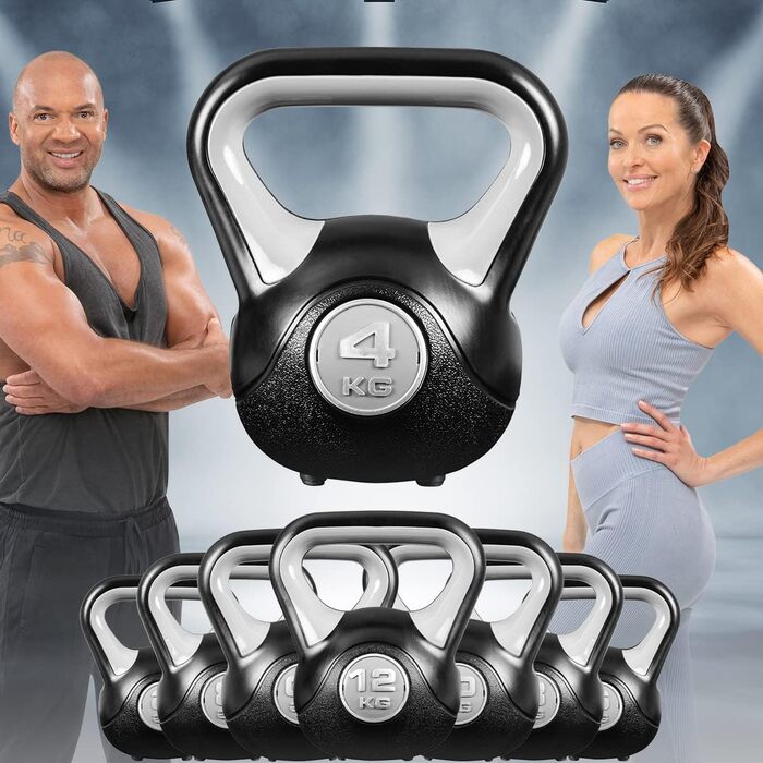 Гиря Miweba Sports KB200 4 кг для фітнесу, силових тренувань, гумове покриття, для дому та вулиці