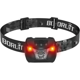 Кепка-ліхтар BORUIT BR01 LED, червоний промінь, акумулятор AAA, 4 режими світла, IP66, водонепроникна, для дорослих та дітей, кемпінг, біг, походи, риболовля, чорний