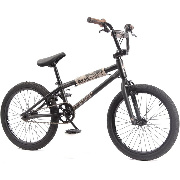 BMX велосипед KHE Black Jack 20 дюймів, алюмінієвий, чорний, з ротором Affix, вага 10,2 кг