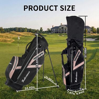 Сумка для гольфу, легка сумка на штативі з 8 відділеннями для чоловіків та жінок, преміум сумка для гольфу з дощовим чохлом, кишеню-холодильник та набір аксесуарів для гольфу (рожевий)