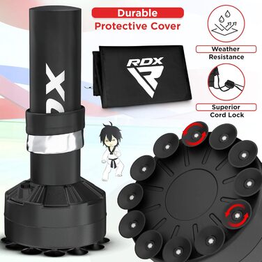 Дитячий боксерський мішок RDX 4FT із стійкою, сірий, для боксу, кікбоксингу, MMA, з тренувальними рукавичками, для дому та спортзалу