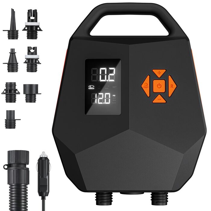 Електричний насос для SUP дошки 20 PSI з автовимкненням, 12V адаптер для авто, каяків, човнів – швидке надування