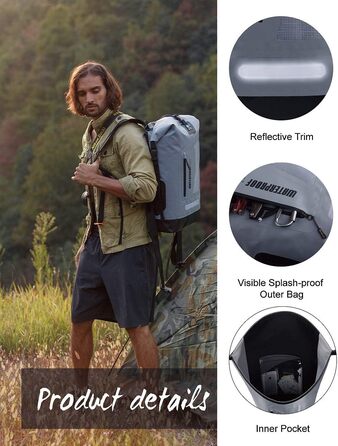 Водонепроникний рюкзак IDRYBAG Dry Bag 20L/30L/40L: для подорожей, каякінгу, сірого кольору
