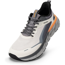 Кросівки для бігу FitVille для чоловіків з широкою колодкою, спортивні, для трейлраннінгу, легкі, для джогінгу та ходьби, розмір 40-50, широка колодка, градієнт сірий/помаранчевий