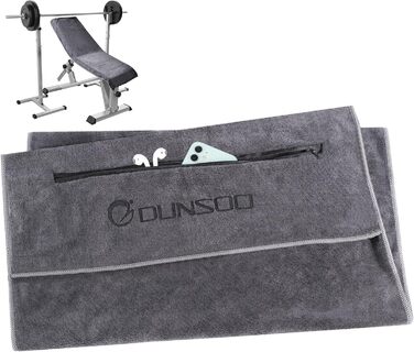 Рушник для фітнесу DUNSOO 120x50 см з мікрофібри з кишенею на блискавці для залу та тренувань | Сірий