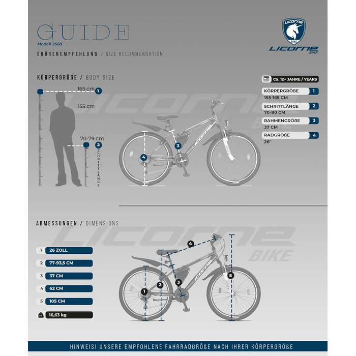 Гірський велосипед Licorne Bike Premium 26 дюймів, 21 швидкість, для дівчат, хлопців, чоловіків і жінок