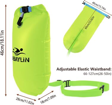 Надувна плавуча шийка 20L для дорослих та дітей - безпечний плавальний засіб для відкритих вод та триатлону (жовтий)