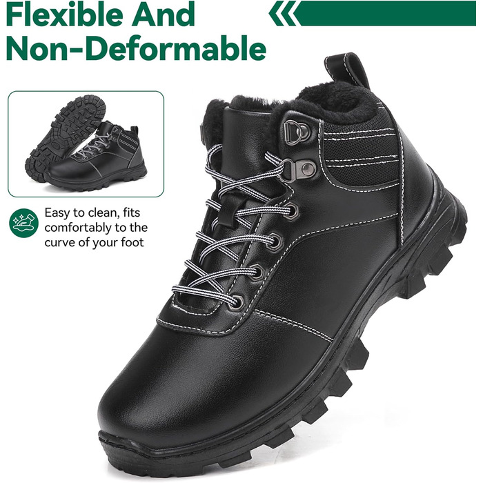 Зимові черевики для чоловіків та жінок – теплі, з підкладкою, снігові черевики, легкі, нековзні, для активного відпочинку та повсякденного носіння (36 EU, чорний Gb1172)