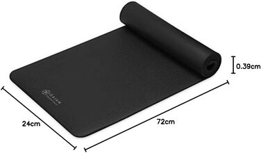 Yogamat Gaiam Essentials, товстий (1 см) чорний, 183x61 см, з ременем для транспортування - для йоги та фітнесу