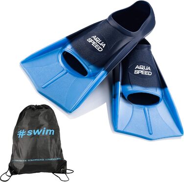 Набір Aqua Speed HIGH TECH короткі плавальні ласти для дорослих і дітей + ULTRAPOWER #SWIM рюкзак, сині, розмір 37/38, тренувальні ласти для плавання та дайвінгу