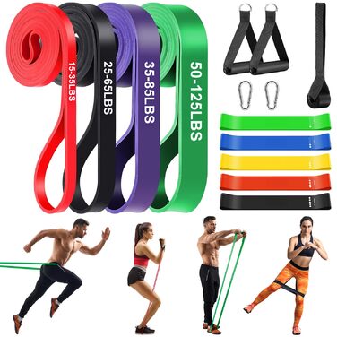 Набір еластичних стрічок для фітнесу та реабілітації (11 шт.) з дверним кріпленням та ручками