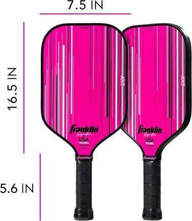 Професійна ракетка для піклболу Franklin Sports Signature Series, з MaxGrit покриттям, сертифікована USAPA, поліпропіленовий сердечник 13/16 мм