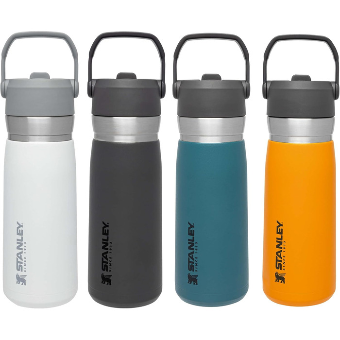 Термобутилка Stanley Iceflow Flip Straw з нержавіючої сталі, 0.65 л, з трубочкою, утримує холод 12+ годин, герметична, BPA Free, підходить для посудомийної машини, колір чорний